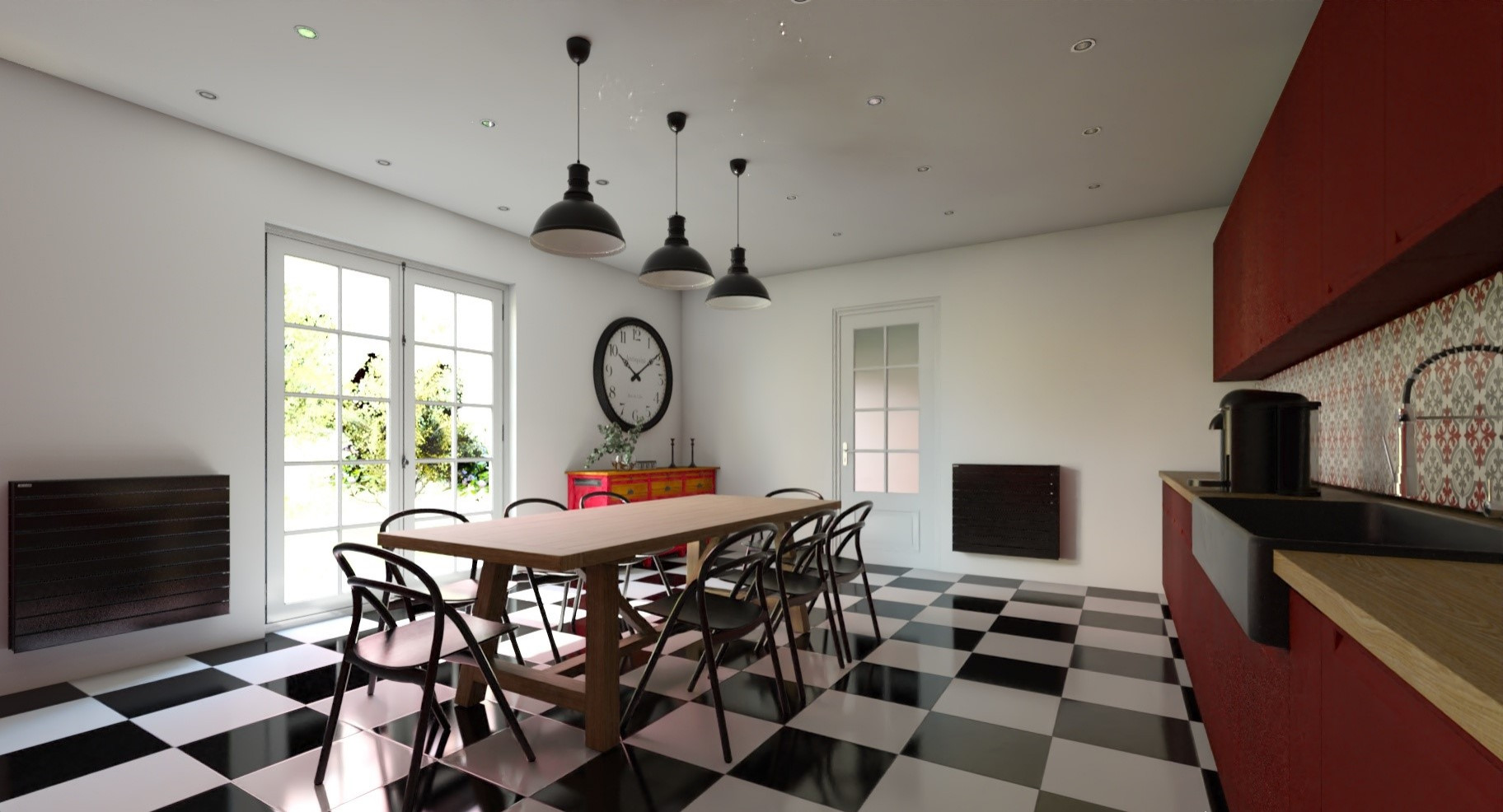 Cuisine dînatoire de 32 m² dans maison de maîtres