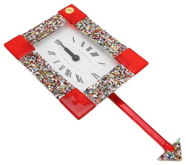 GlassOfVenice Murano Glass Wall Clock Klimt Red Eclectic Wall