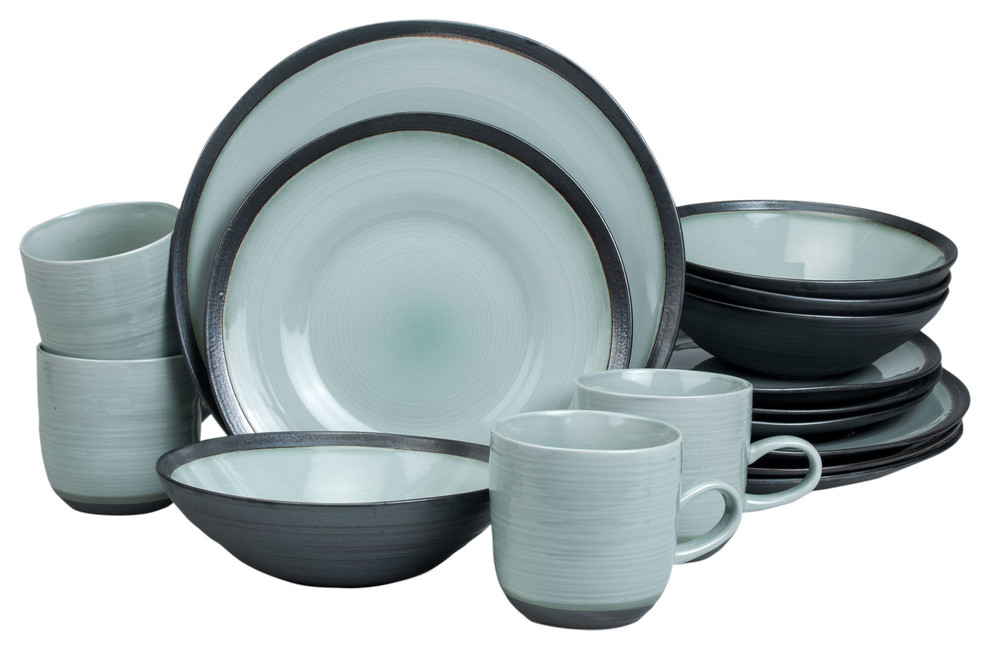 Diana 16 Piece Reactive Metallic Porcelain Dinnerware Set, Service for ...