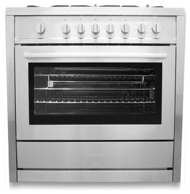 Cosmo 36" Stainless Steel Gas Range With 5 Burners Modern Gas