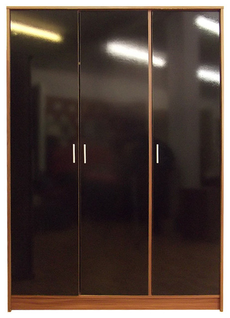 Khabat 3 Door Wardrobe Black And Walnut Without Mirror