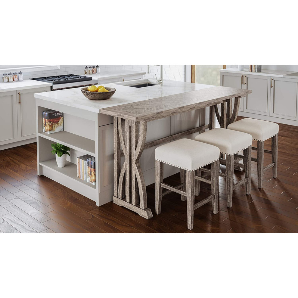 Fairview Counter Height Sofa Table Set with Three Stools