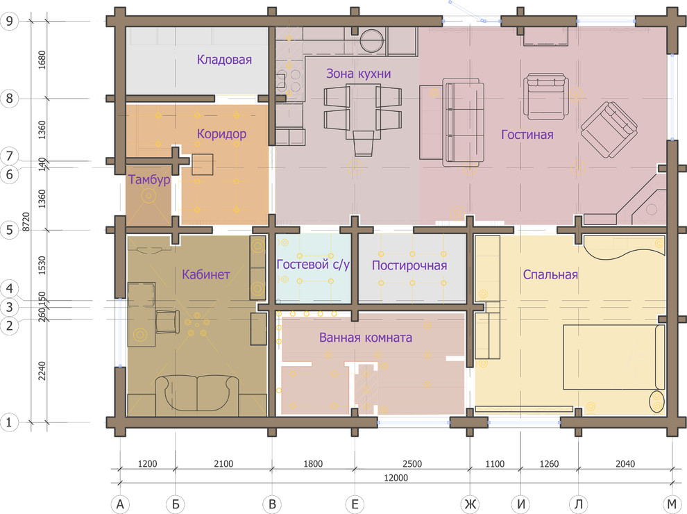 Интерьер деревянного дома