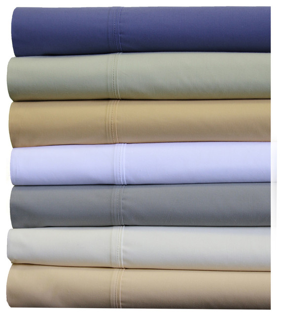 Percale 100% Cotton Deep Pocket 22" Sheet Set, White, King