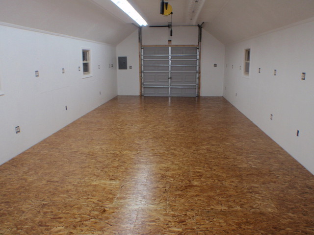 garage insulated work floor installation - contemporary