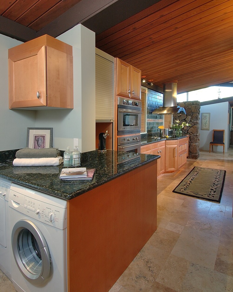 Inspiration for a contemporary kitchen in Hawaii with stainless steel appliances.