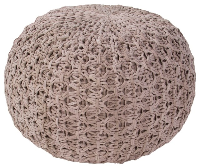 20" Fossil Gray Textured Solid Pattern Spherical Cotton Pouf Ottoman