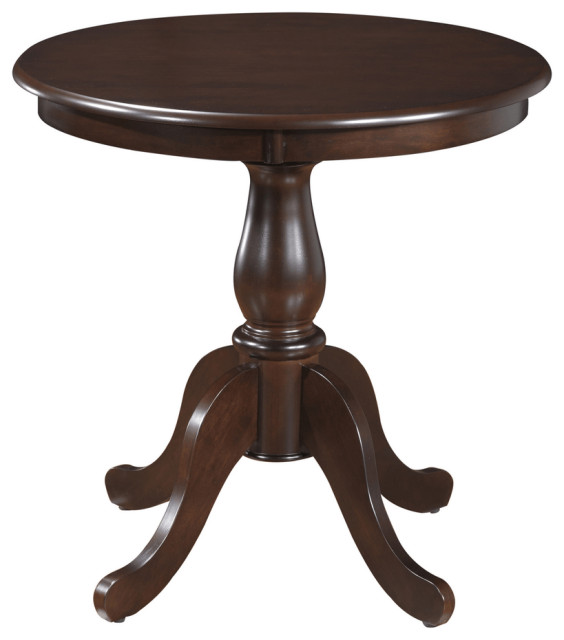 30" Dark Brown Round Turned Pedestal Base Wood Dining Table