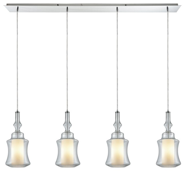 Alora 3 Light Linear Pendant Polished Chrome With Opal White Glass Alora 3 Light Linear Pendant Polished Chrome With Opal White Glass Contemporary Lighting By Elk Group International