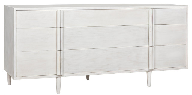 Morten 9 Drawer Dresser White Wash Midcentury Dressers By