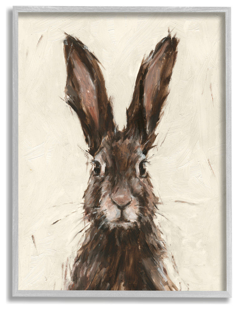 Brown European Rabbit Hare Portrait Painting, 24 x 30