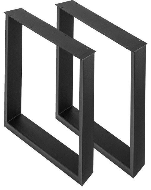 Vevor Set of 2 Steel Table Legs Black Square Table Legs, 28" H X 27" W
