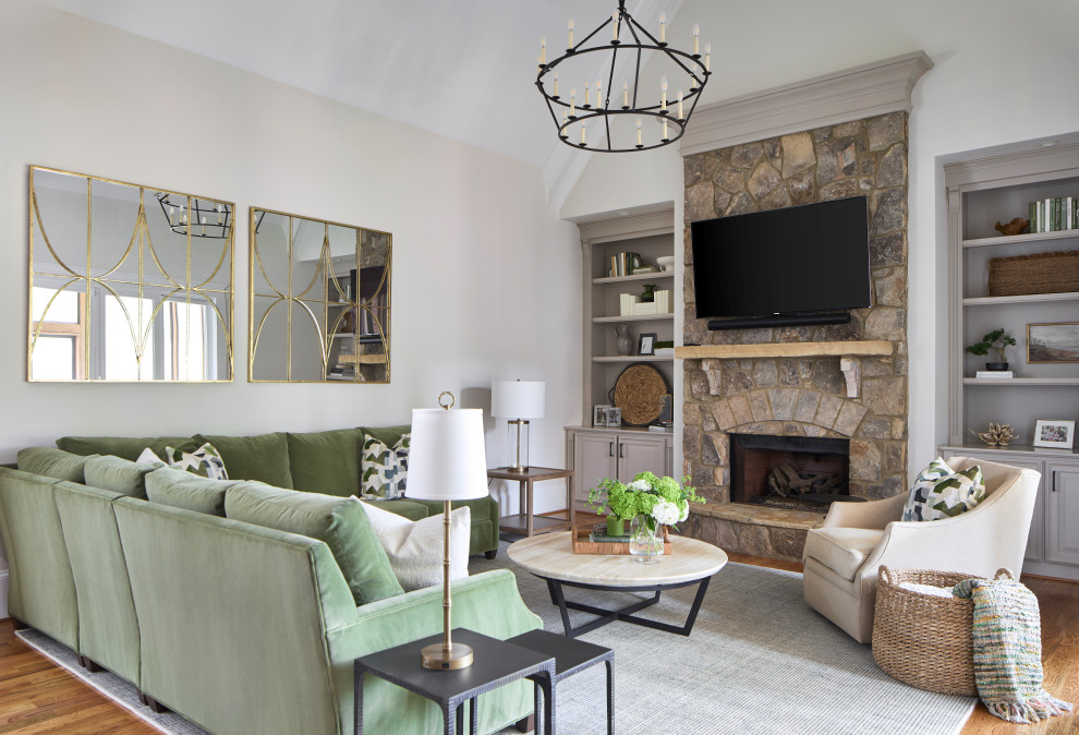 Transitional living room photo in Atlanta