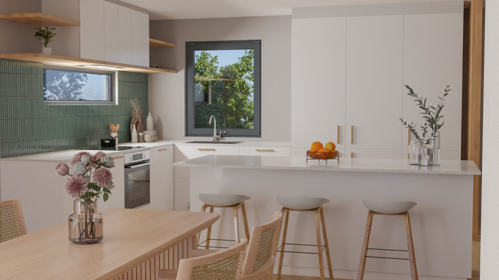 Design ideas for a beach style kitchen in Gold Coast - Tweed.