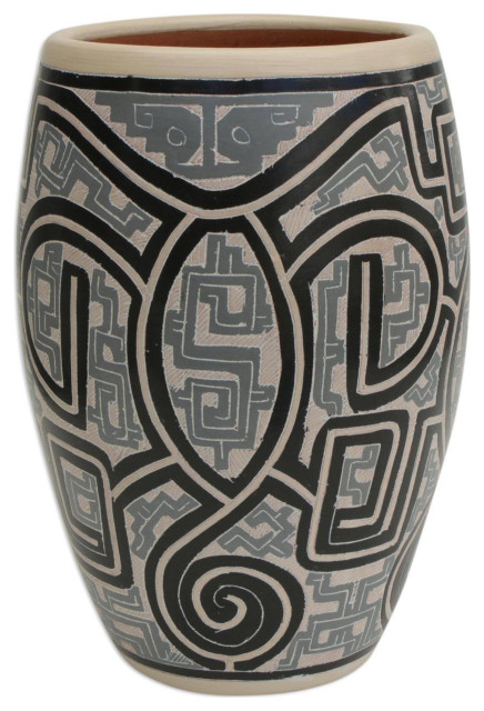 Novica Macapa Lines And Ceramic Decorative Vase 85 Inch Contemporary Vases By Novica 6258