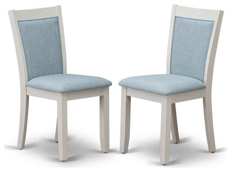 Atlin Designs 36.8" Wood Dining Chairs in Blue/White (Set of 2)
