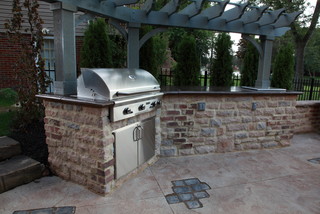 Stamped Concrete Outdoor Kitchen with Paver Inlays - Modern - Patio ...