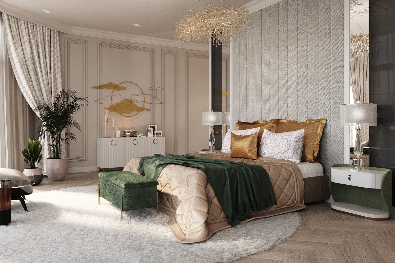 Спальня в современной классике