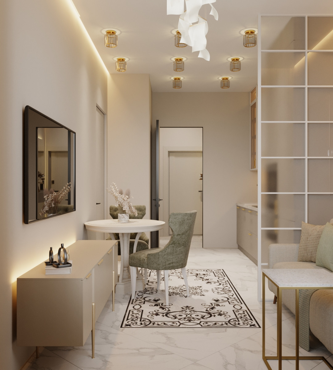 Современный интерьер в нюдовых тонах