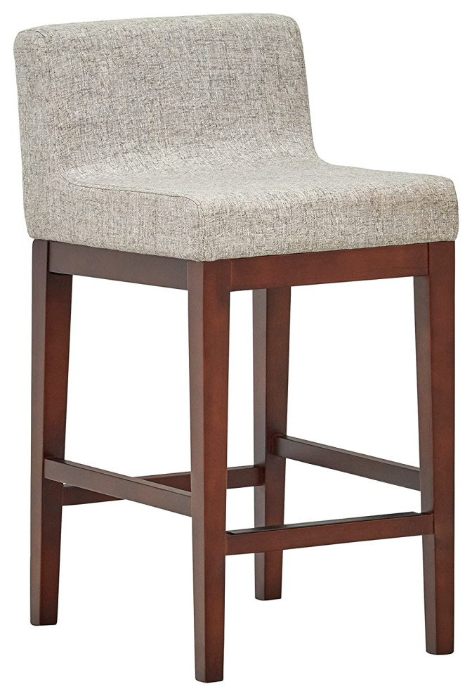 Mid Century Modern Bar Stool Low Back Design With Padded Upholstered