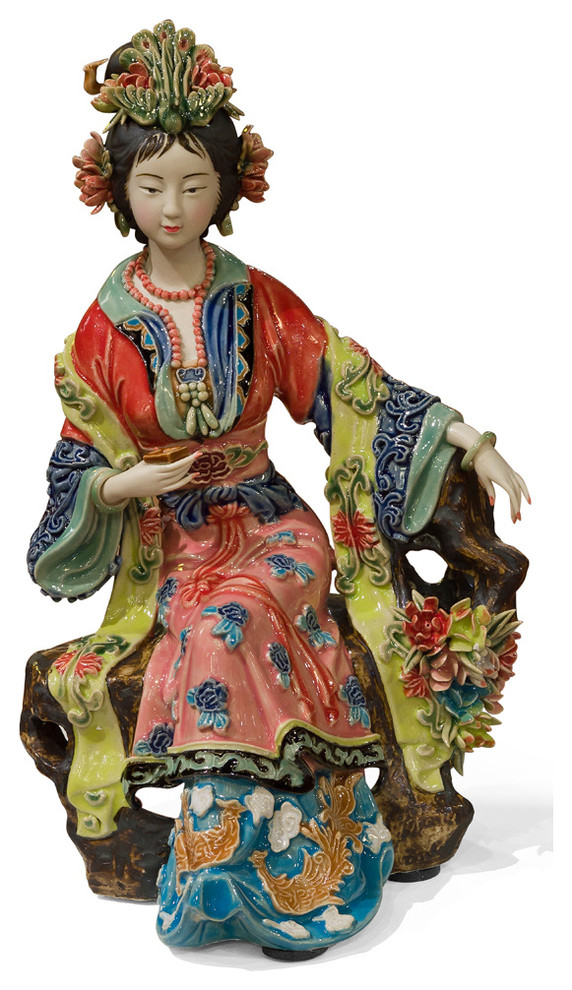 Chinese Fine Art Porcelain Lady with Bird