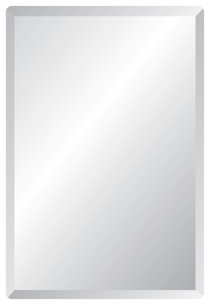 Rectangle Frameless Mirror with Polished Beveled Edges, 18"x40