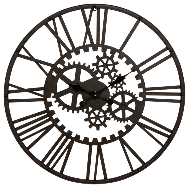 Black Industrial Metal Wall Clock, 32