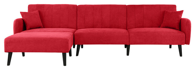 Mid Century Style L Shape Sectional Reclining Sleeper Sofa Mid Century Style L Shape Sectional Reclining Sleeper Sofa Red