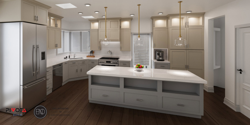 Kitchen with cubbies in island