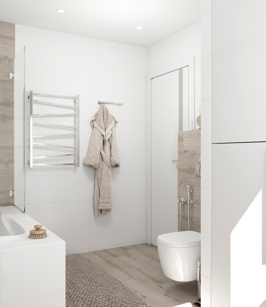 Дизайн интерьера ванной комнаты в загородном доме.