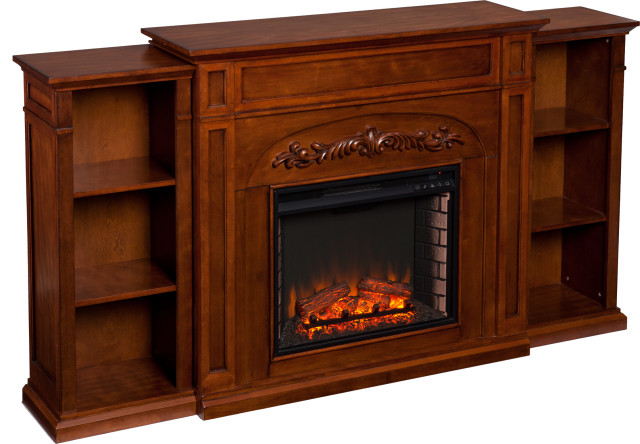 Chantilly Bookcase Electric Fireplace - Autumn Oak