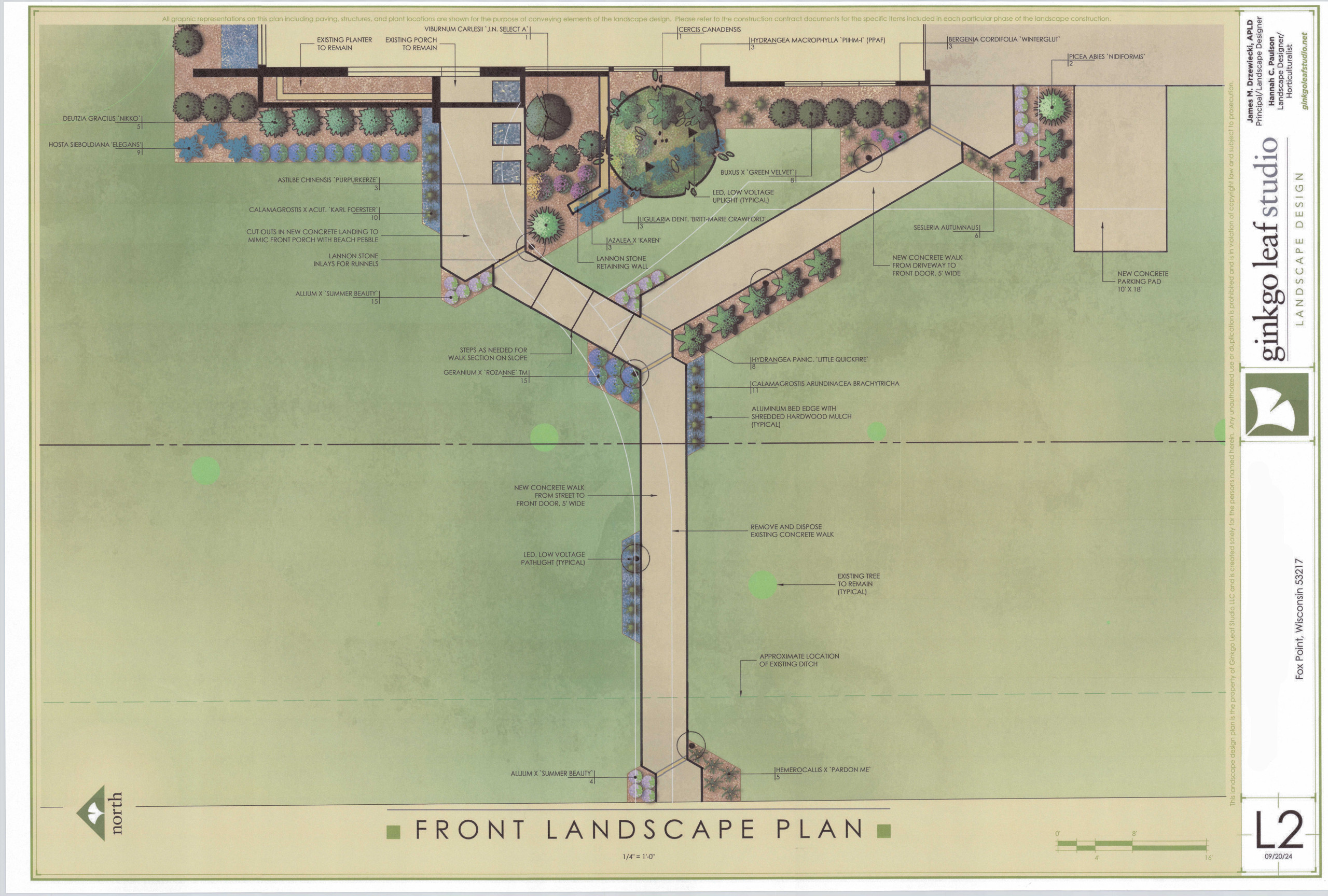 Mid-century Modern Front Landscape - Fox Point, WI