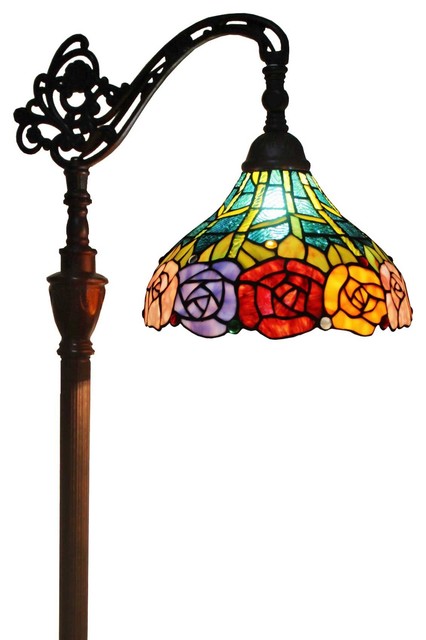 Amora Lighting Tiffany Style 62-inch Roses Reading Floor Lamp