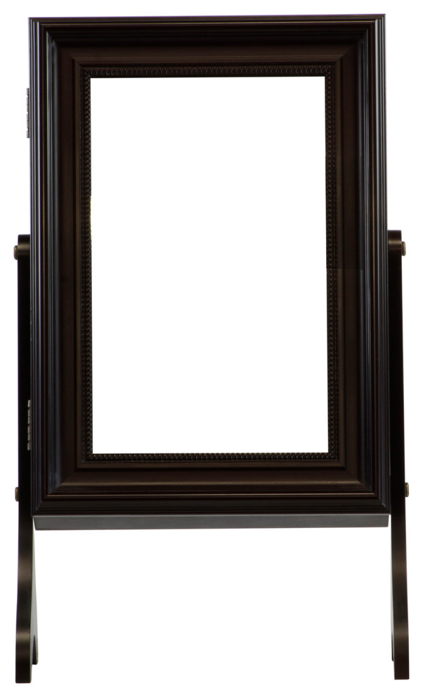 Charlotte Tabletop Jewelry Armoire, Dark Walnut Transitional