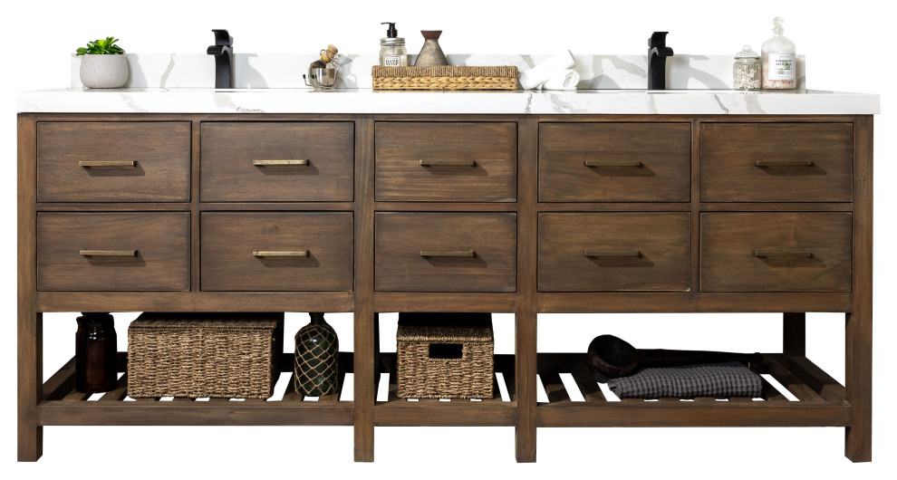 Willow Collection Parker Solid Teak Wood Bathroom Vanity with