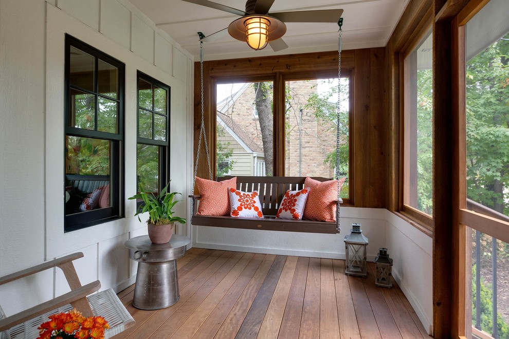 This is an example of a country porch design in Minneapolis.