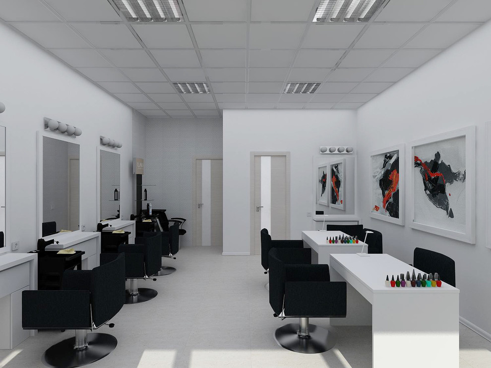 Интерьер парикмахерской "Белая комната"