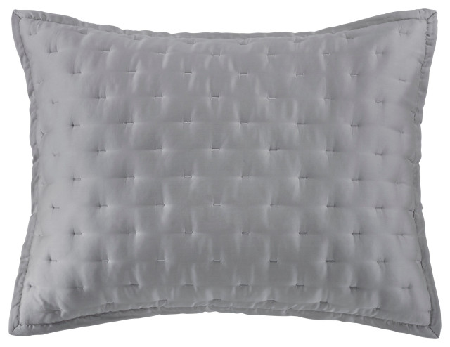 Lyocell Quilt Pillow Sham Set, 21"x34", Gray, 2 Piece