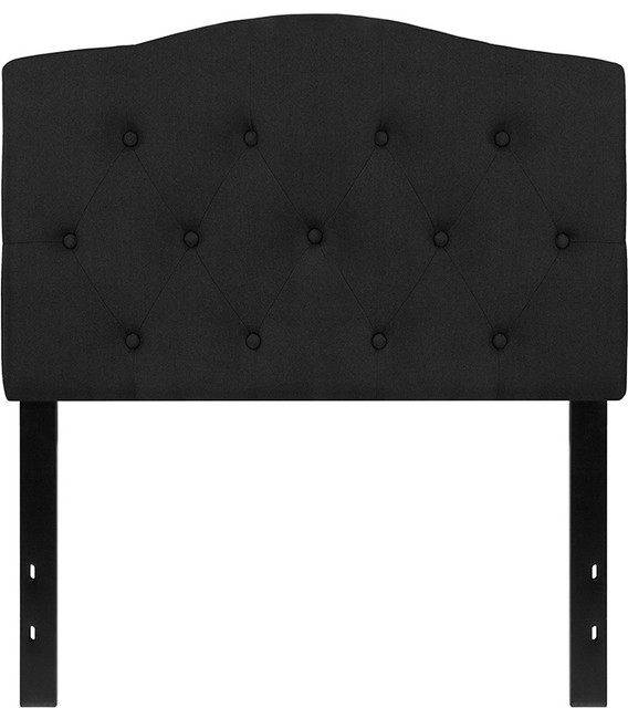 Cambridge Tufted Upholstered Twin Size Headboard in Black Fabric