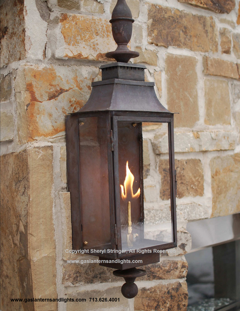 Sheryl's Grande Gas Lantern with Dark Patina Finish