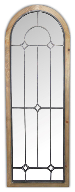 Wood Frame Metal Accent Wall Mirror