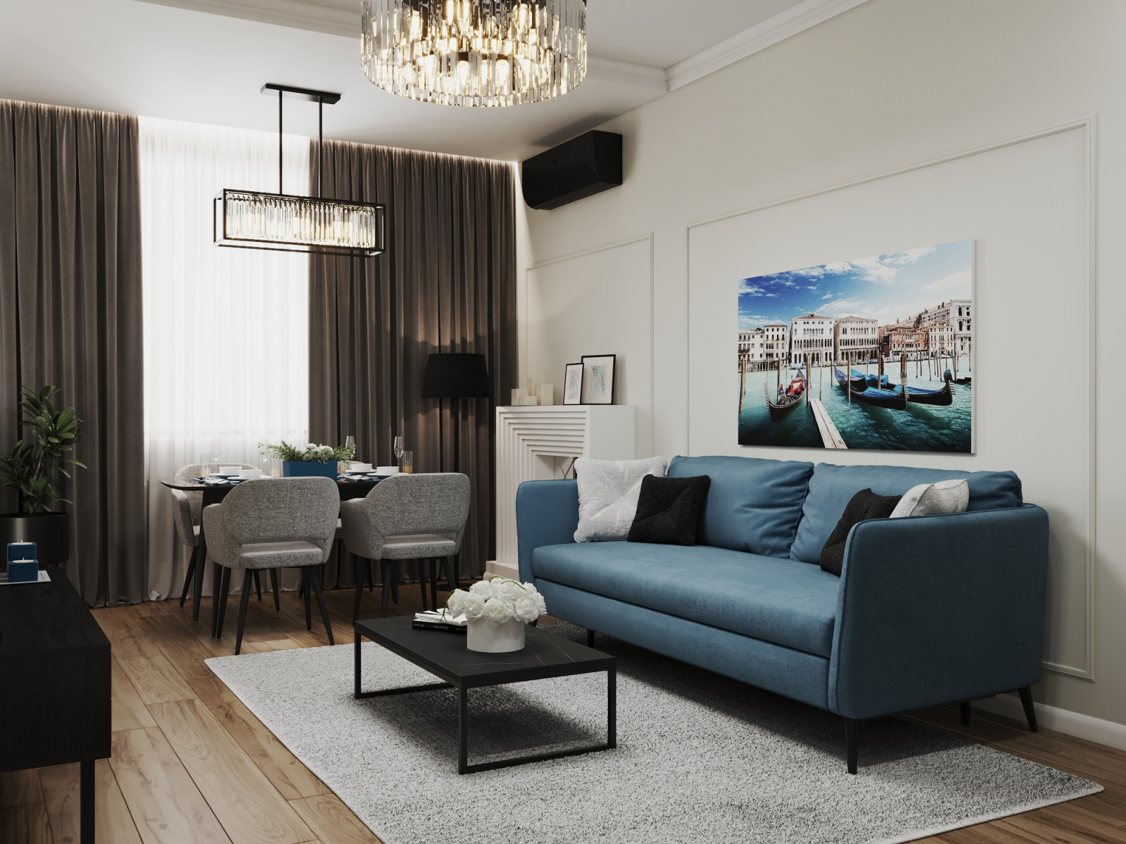 Дизайн интерьера трехкомнатной квартиры "Квартира в стиле современная классика"