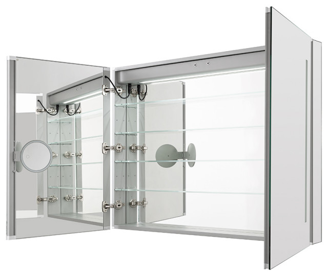 LED Lighted Medicine Defogger Flip Out Makeup Mirror Electrical