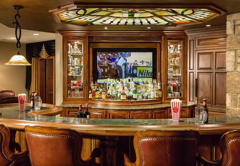 This is an example of a home bar in Milwaukee.