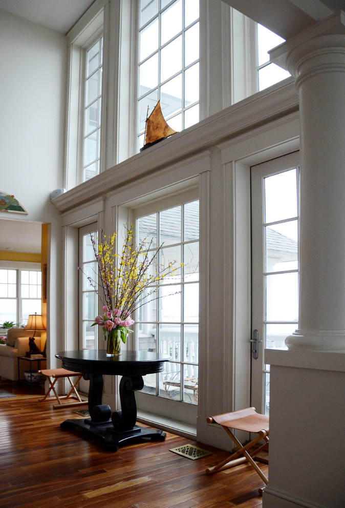 Beach style home design photo in Boston
