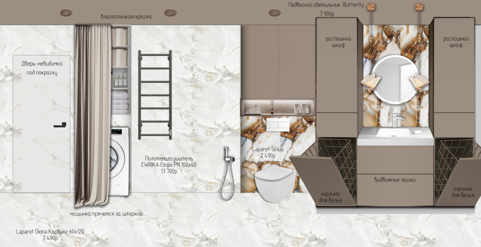 Эскизный проект 2 комнатной квартиры в Сочи