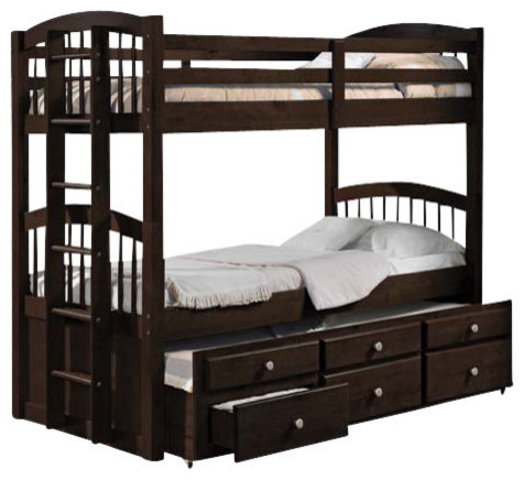 Micah Twin Over Twin Bunk Bed And Trundle With 3 Drawers