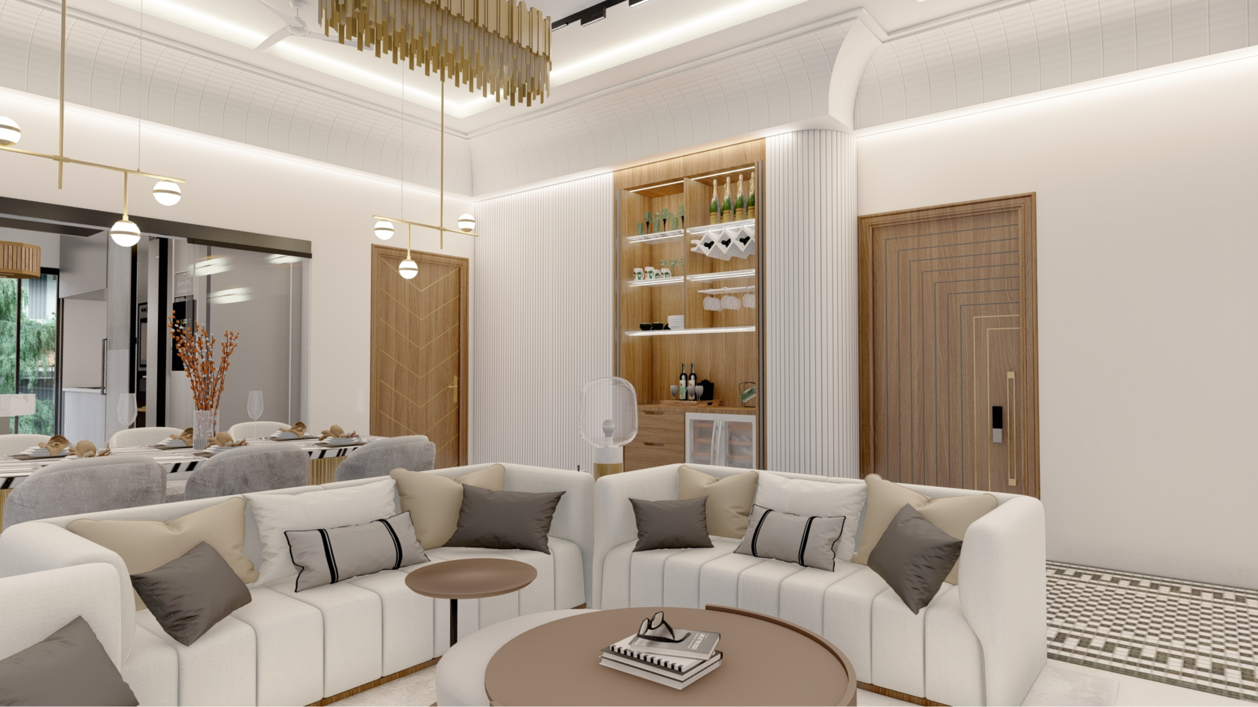 Chic Modern Living Space with Light Timber Features in Sunningdale