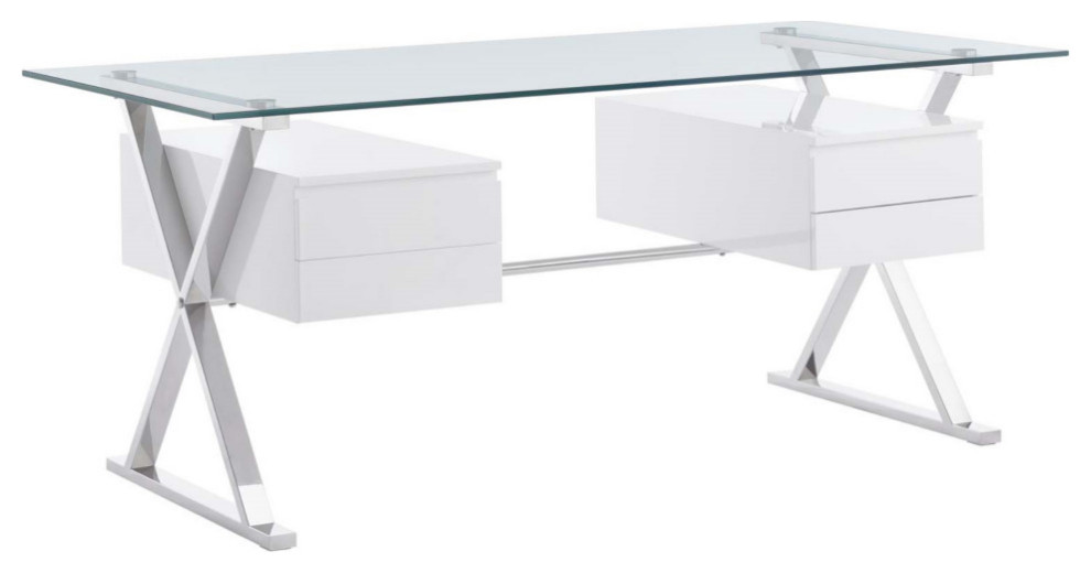 Sector 71" Glass Top Glass Office Desk Desks And Hutches by