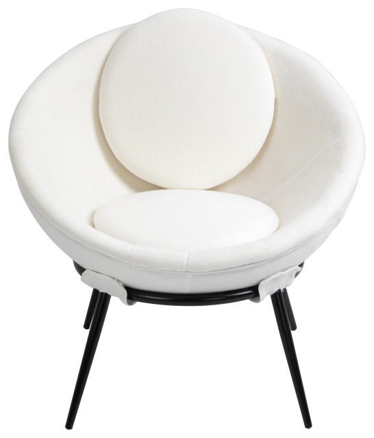 Mid Century Upholstered Cup Chair, White